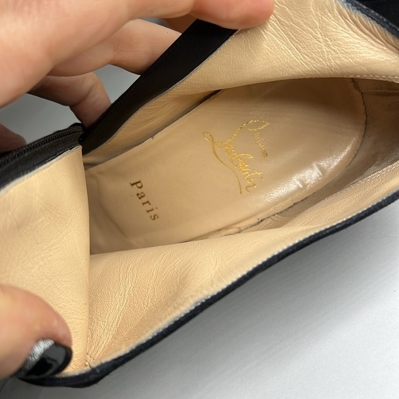 CHRISTIAN LOUBOUTIN 41.5 Black Suede Belle Zeppa 100 Wedge Zip Ankle Boots - Picture 7 of 10